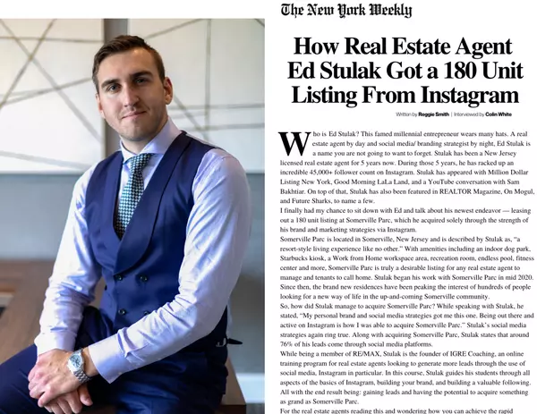 feature image of How Real Estate Agent Ed Stulak Got a 180 Unit Listing From Instagram 