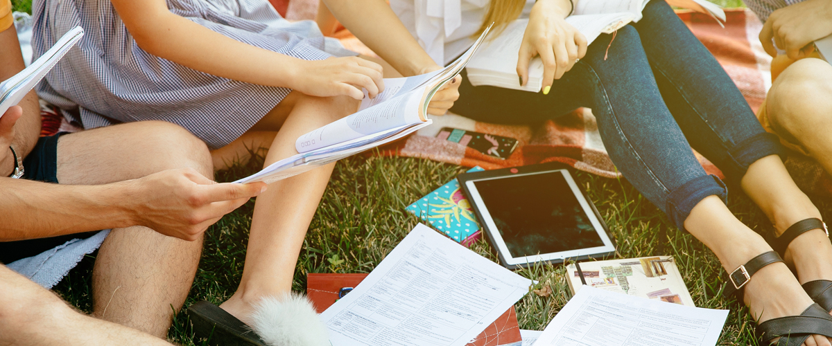 Students Learning with Peers Outside 