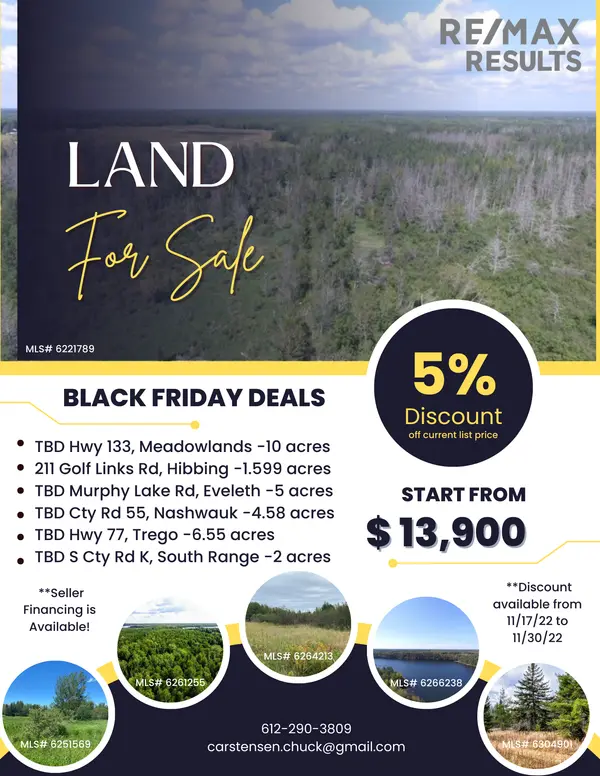 Seller Financing Option + Black Friday Sales on MN & WI Land,Chuck Carstensen