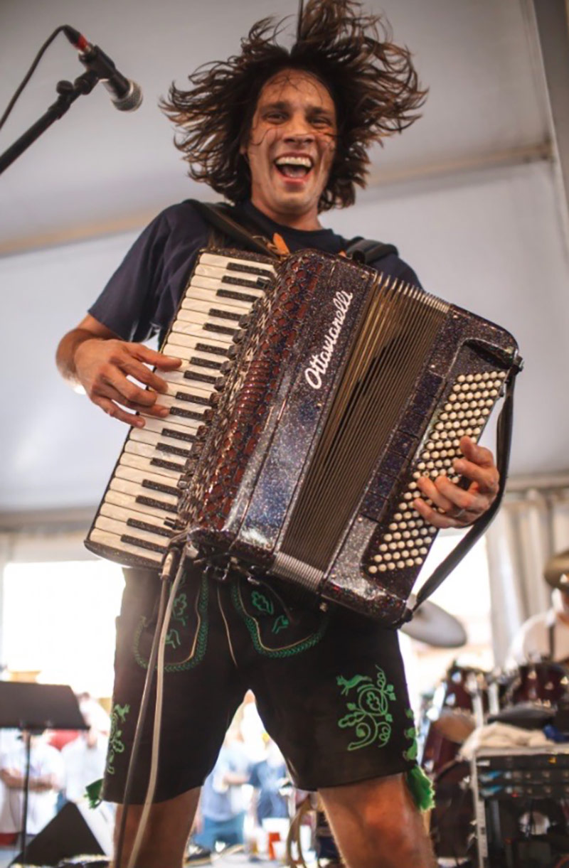 Image of Alex Meixner playing rock faves on his accordion