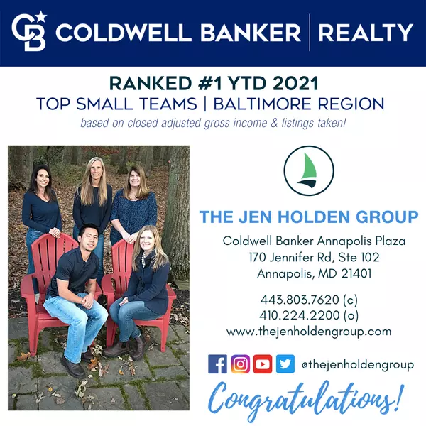 #1 Top Small Team 2021 Coldwell Banker Realty - Baltimore Region,Jen  Holden