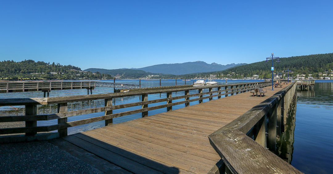 Port Moody's pier and picturesque waterfront in Rocky Point Park.