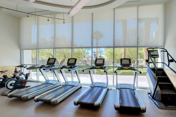 The fitness center at Turnberry Towers luxury high rise condo building in Las Vegas