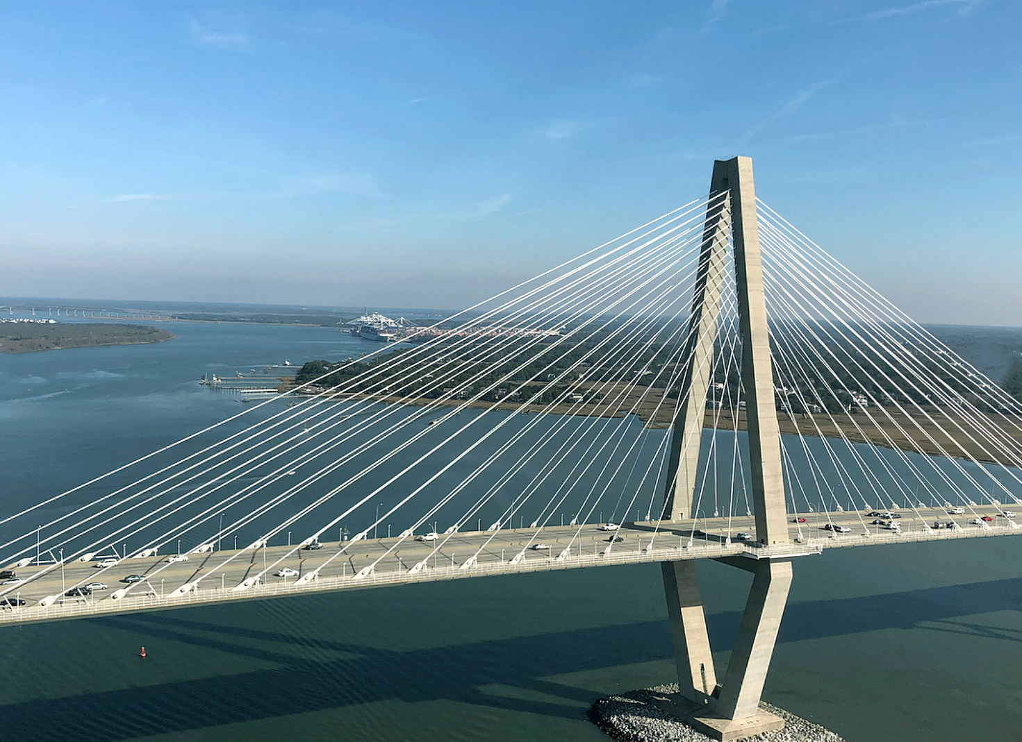 people commuting over the Ravenel Bridge, Charleston, South carolina