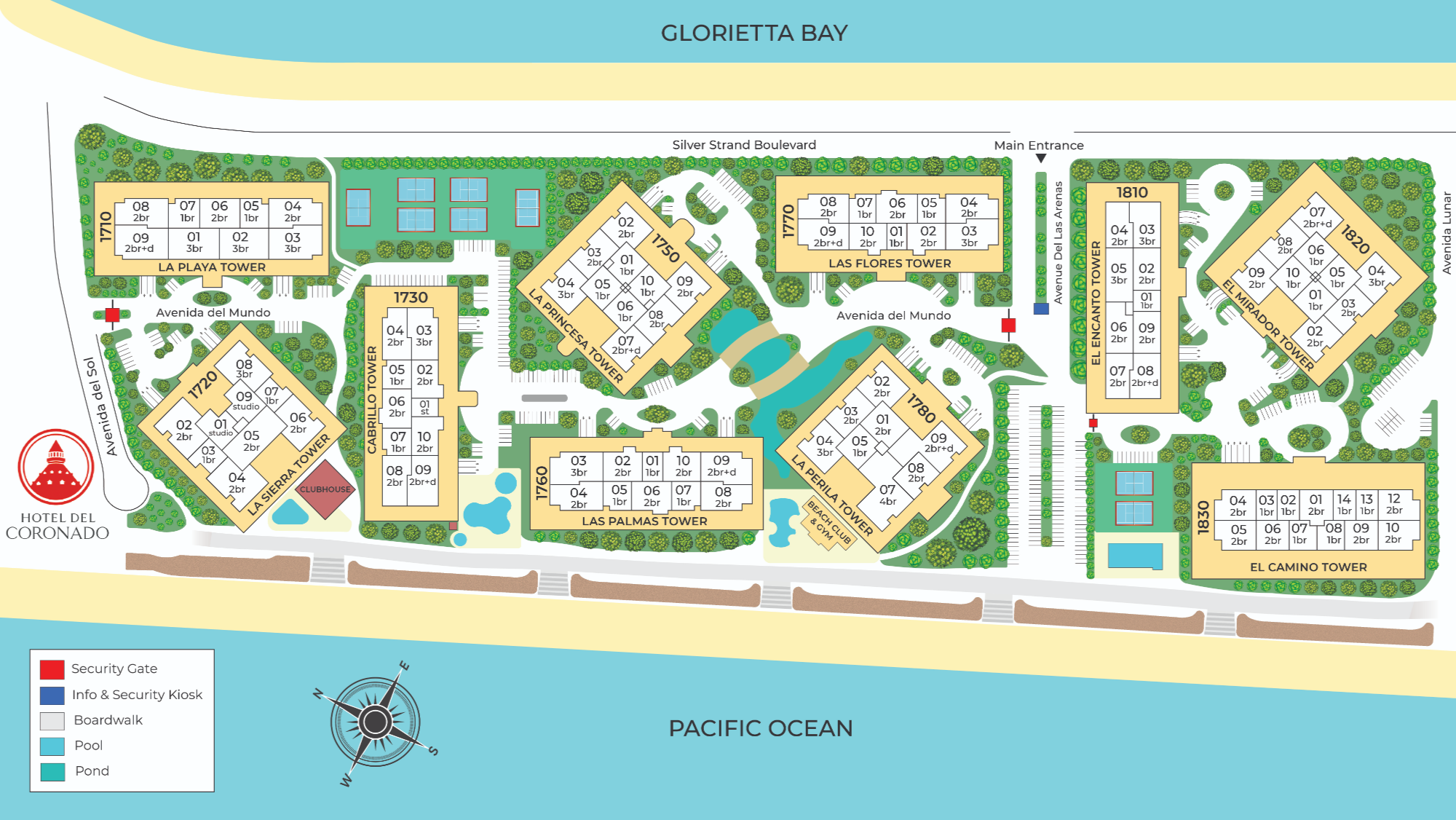 Coronado Shores Condos Building Map