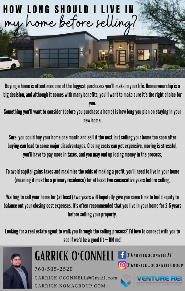 How long should I live in my home before selling?,Garrick O'Connell
