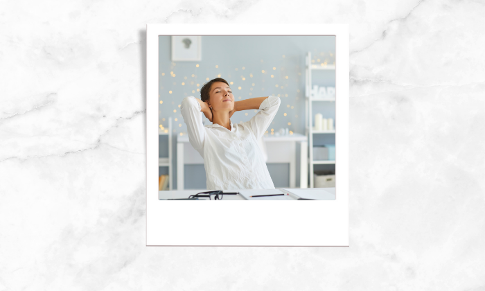 Photo of a woman relaxing in the office