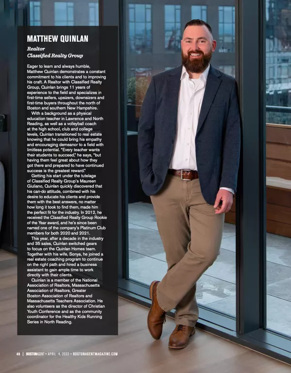 Featured in Boston Agent Magazine,Matt & Sonya Quinlan