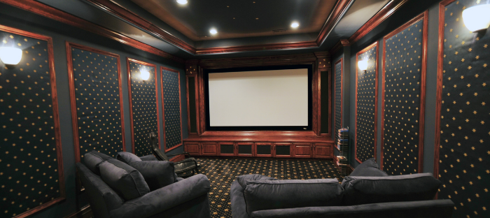 The parts of a home theatre system.