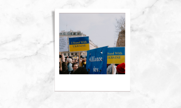 Photo of people protesting in Ukraine