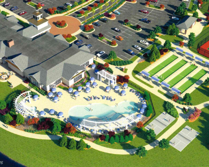 Overhead rendering of 55+ Community Four Seasons at Lakes of Cane Bay