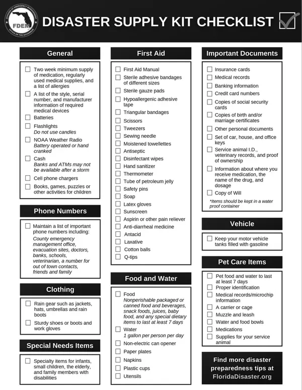 Disaster Supply Kit Checklist,Bruce Griffy