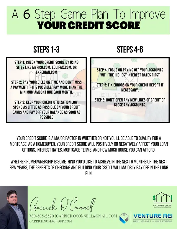 6 Steps to Improve Your Credit Score,Garrick O'Connell