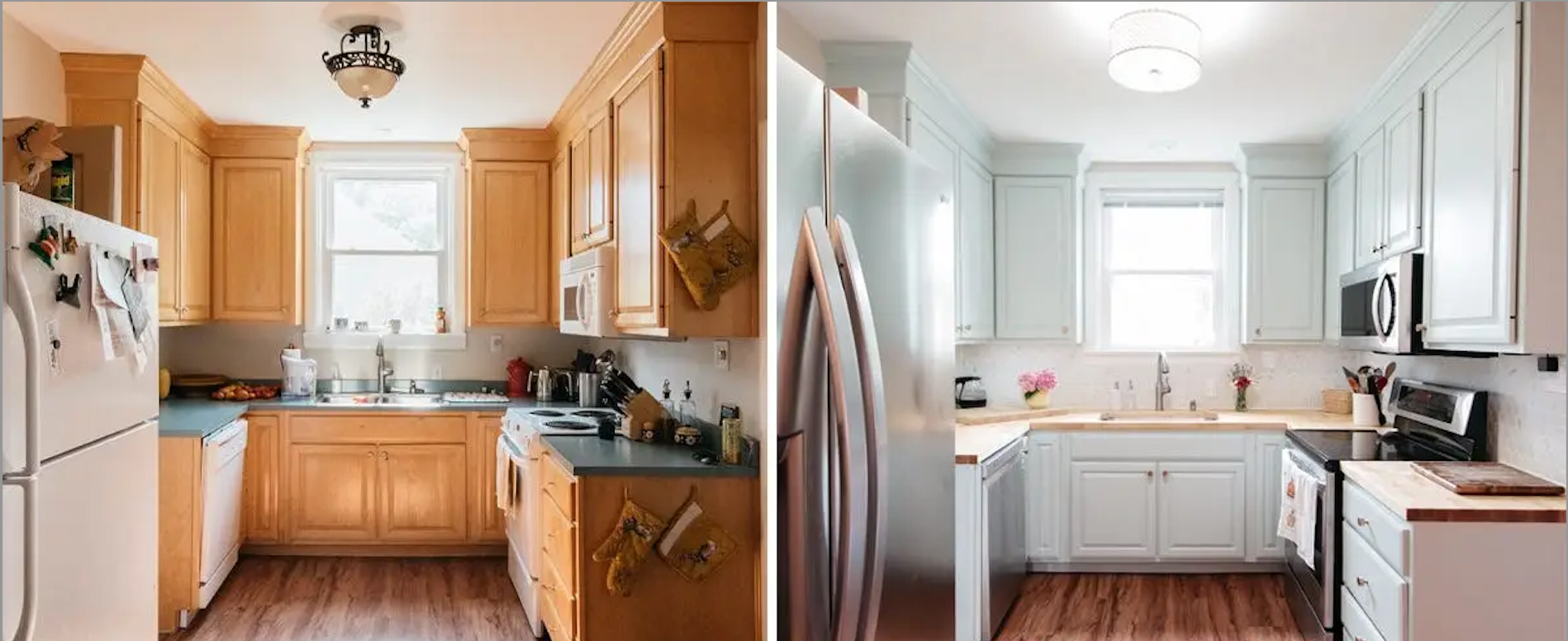 before and after of giving your kitchen a makeover to sell your home in vancouver with amanda helou at listwithamanda.com