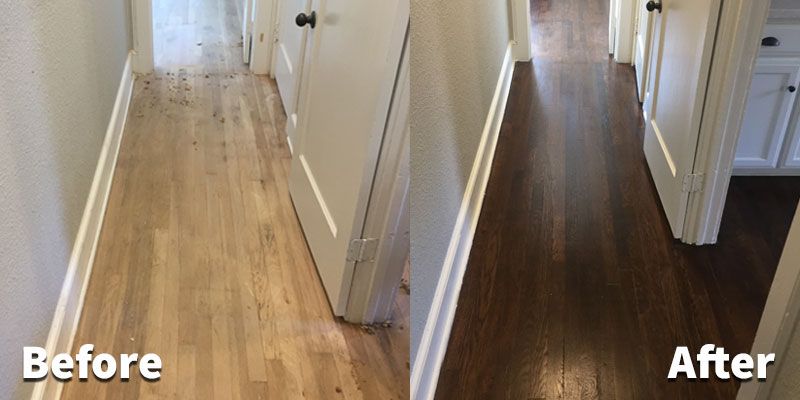 before and after refinishing and staining floor when you want to resell your home in vancouver with amanda helou at listwithamanda.com