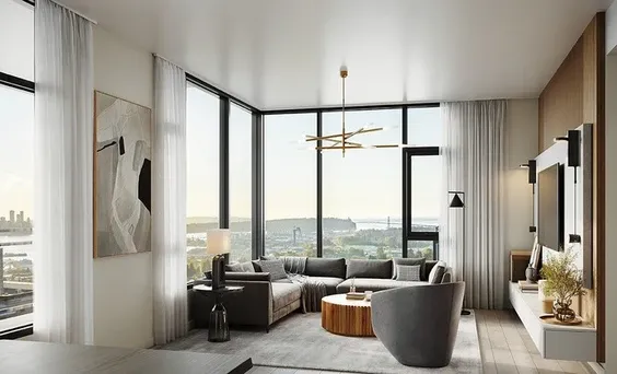 interior living room rendering from polygon elle development in north vancouver