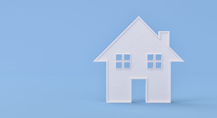 White house on blue background