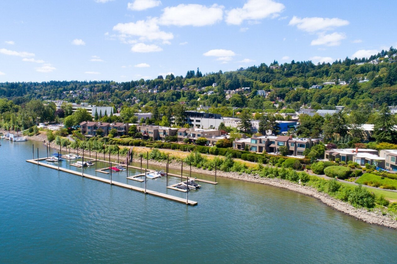 Aerial of Riverpoint Condos and Marina in Johns Landing