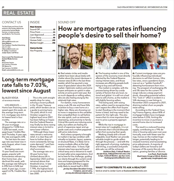 How are mortgage rates influencing people’s desire to sell their home?,Leo Peak