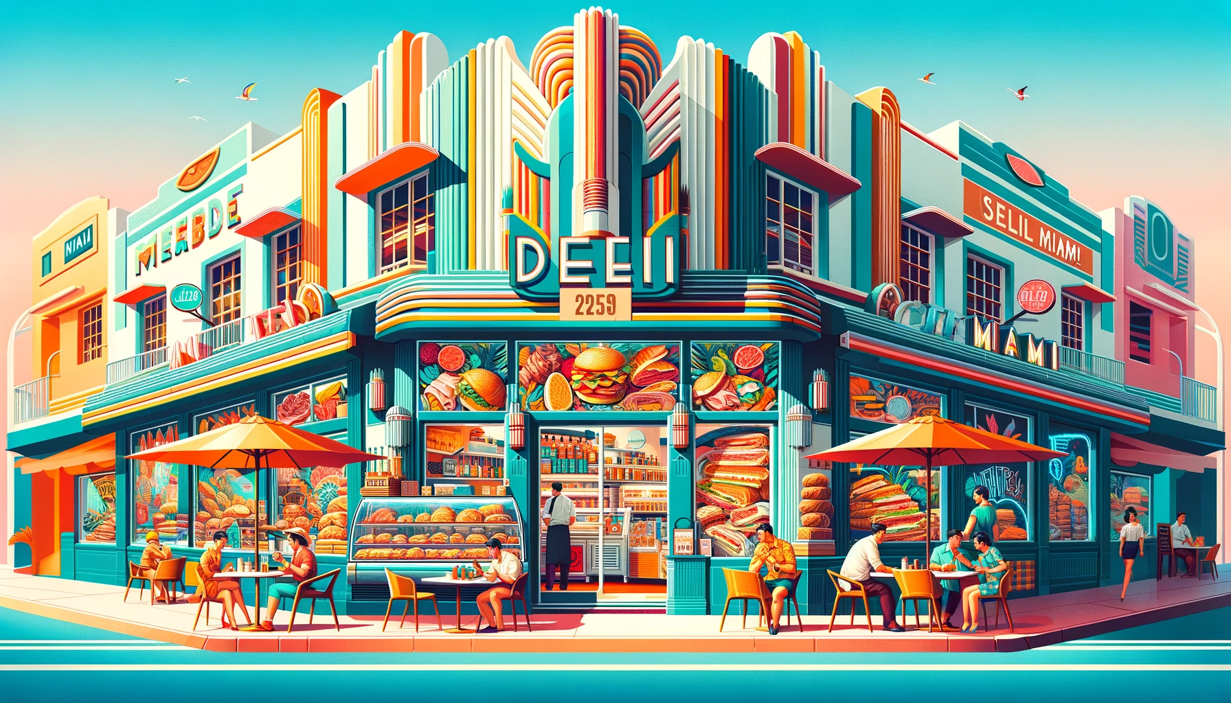 Image of a beautiful vibrant Deli located in Miami, FL serving the best local, fresh food. for home buyers and sellers and people searching for homes in Miami.