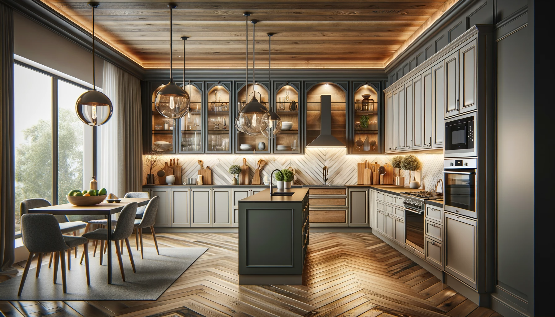 image that visually represents the concept of modern kitchen updates that can add value to a property, featuring elements like high-quality countertops, energy-efficient appliances, and stylish lighting and cabinetry.