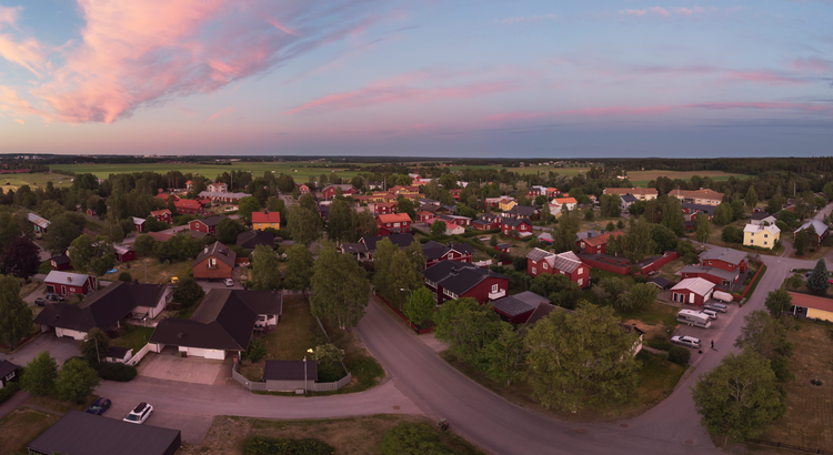 Aerial view of homes in neighborhood