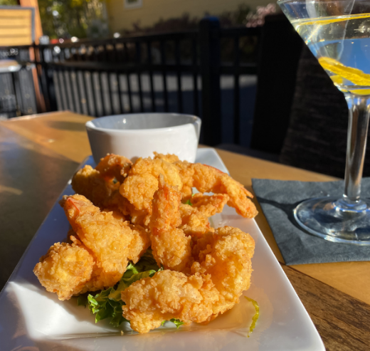 crispy tiger shrimp and martini at blue river bistro breckenridge colorado cuisine