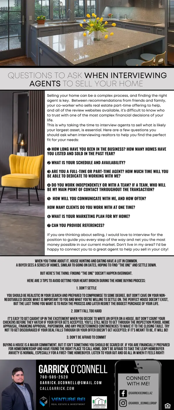 Questions to Ask When Interviewing Agents,Garrick O'Connell