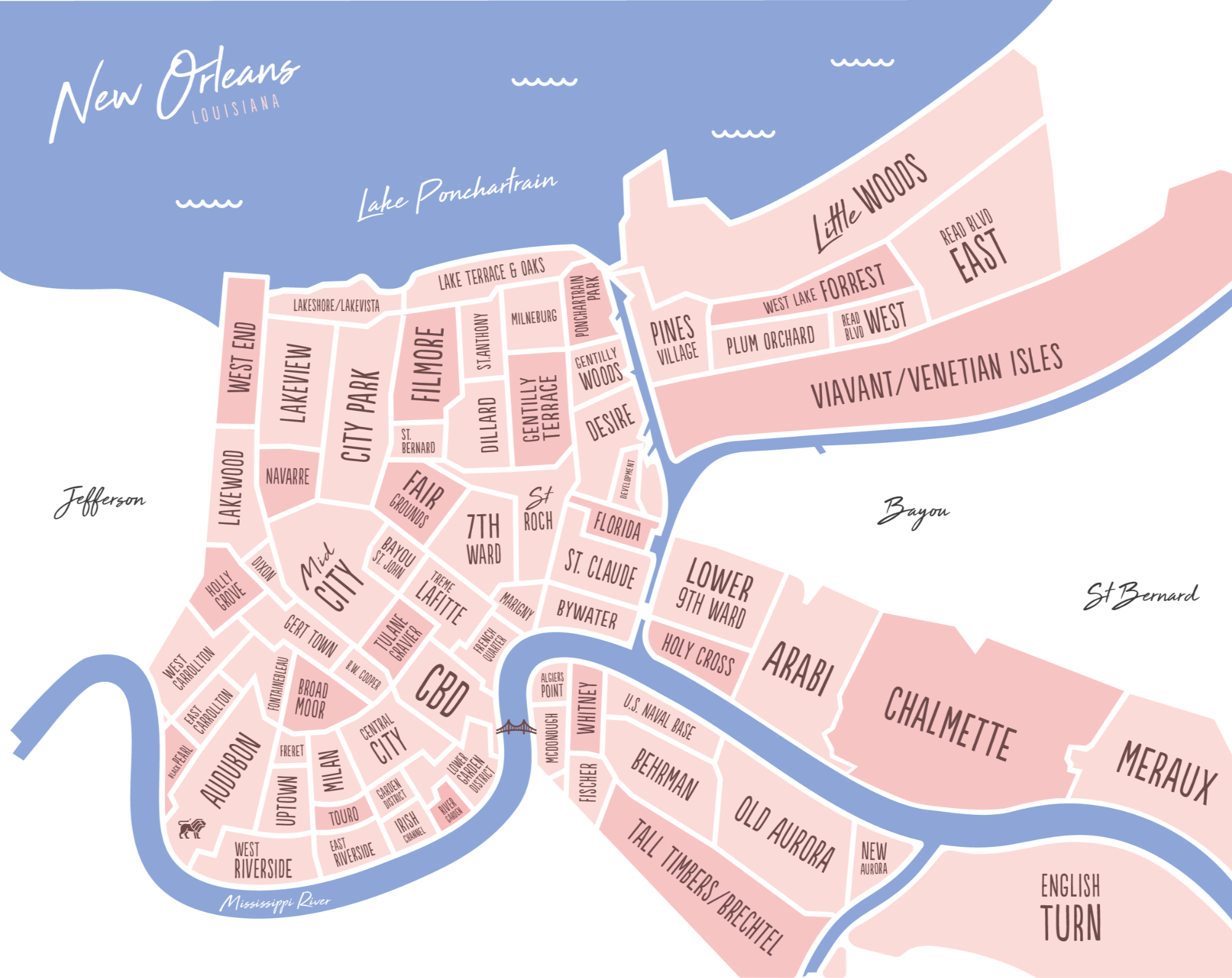 New Orleans Neighborhood Map | Reve Realtors