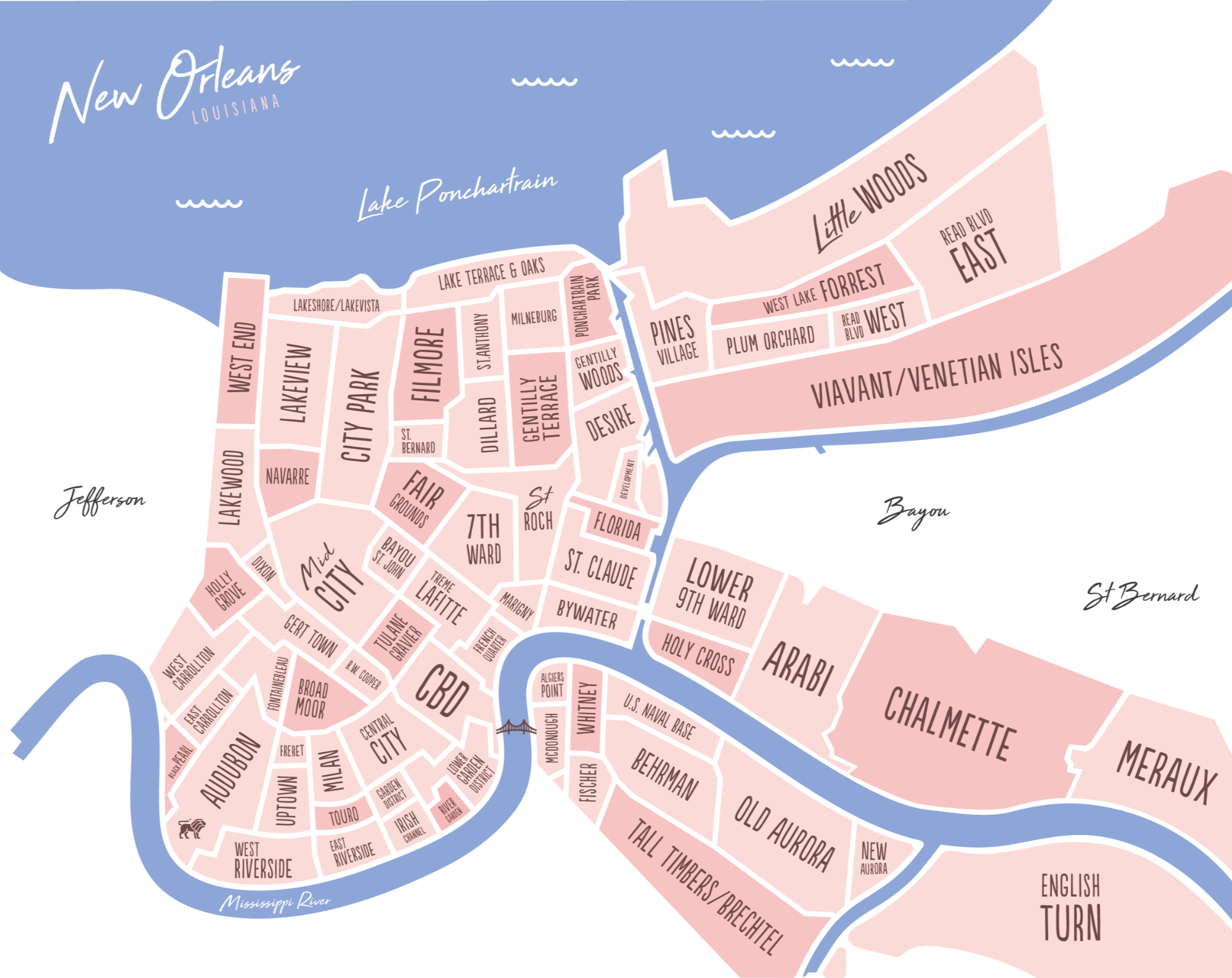 New Orleans Neighborhood Map Reve Realtors