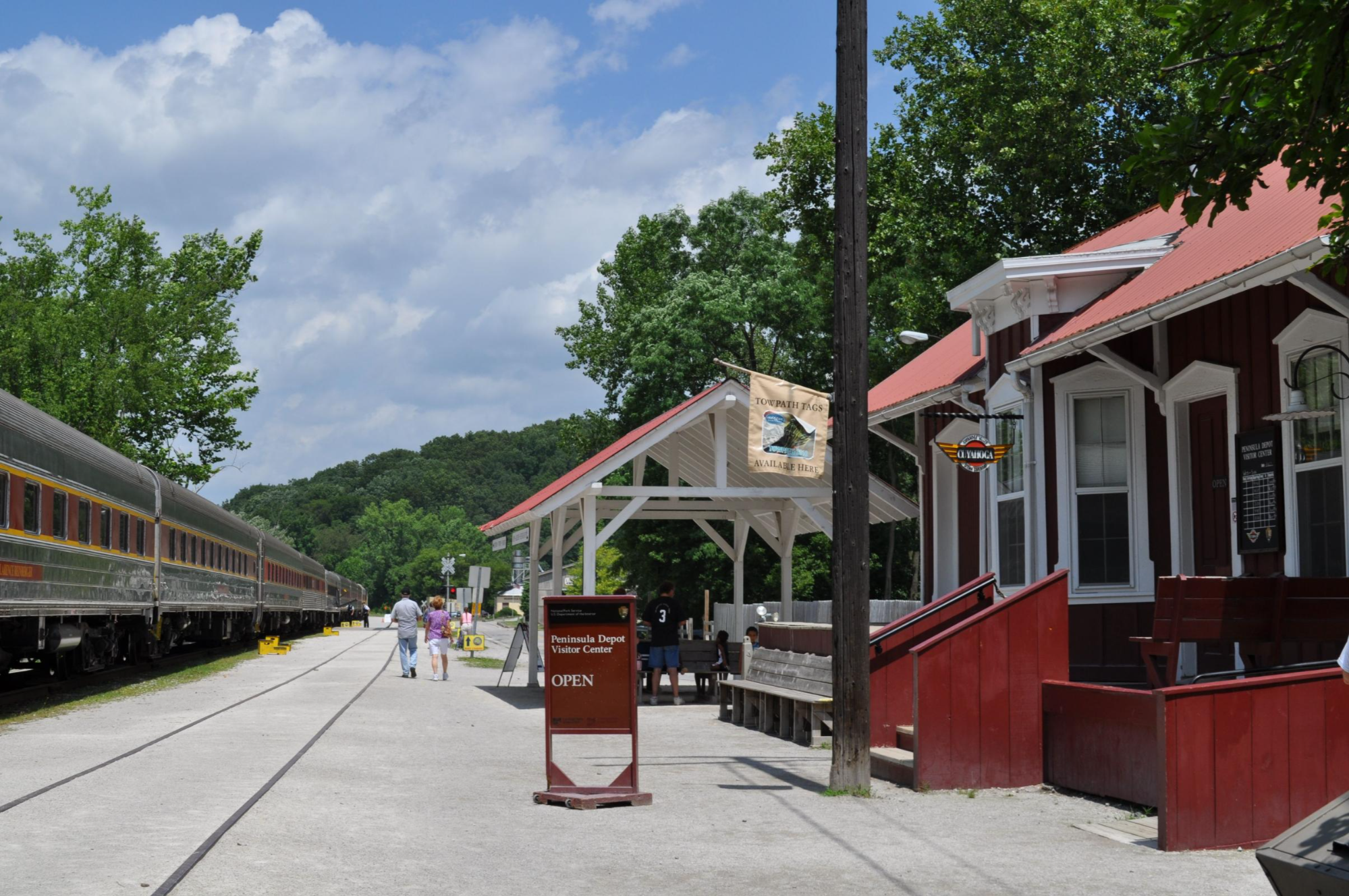 Train station of the Cuyahoga Valley Scenic Railway located near homes for sale in Peninsula Ohio