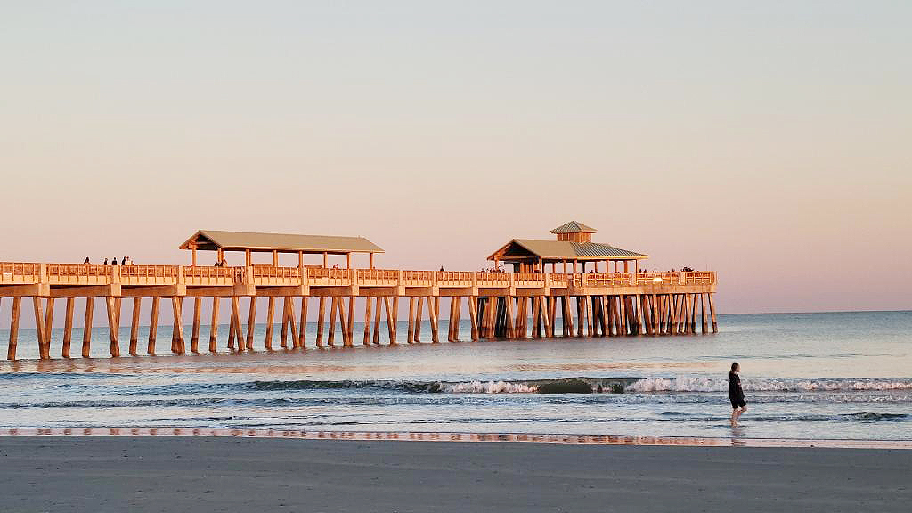 folly beach at sunset