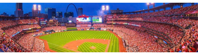 Looking down at Busch stadium where the St Louis Cardinals play
