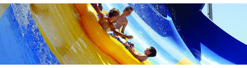 Kids on water ride at Hurruicane Harbor Six Flags St Louis