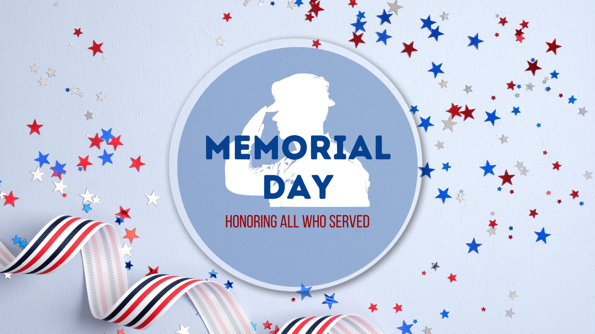 graphic of memorial day graphic with solider honoring those who served