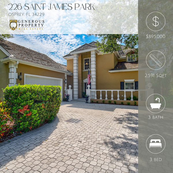 New Listing | 226 Saint James Park Osprey, FL 34229,Troy Sacco