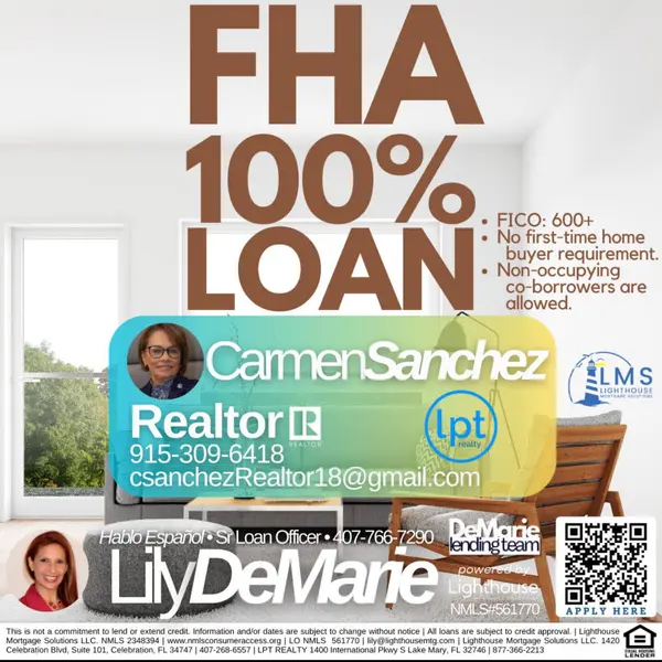 100 % CON EL PRESTAMO FHA ,Maria Del "Carmen" Sanchez