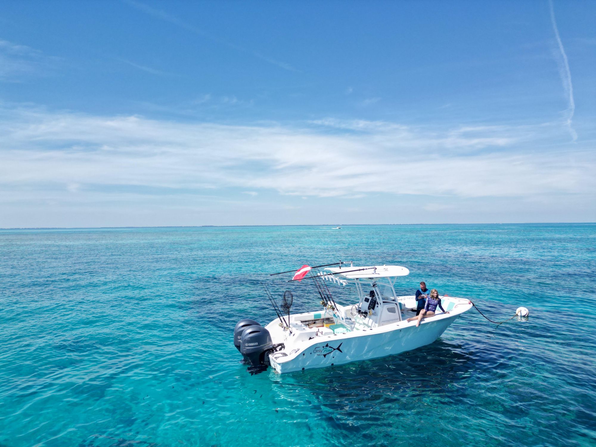 A family on a fishing charter in Marathon, Florida