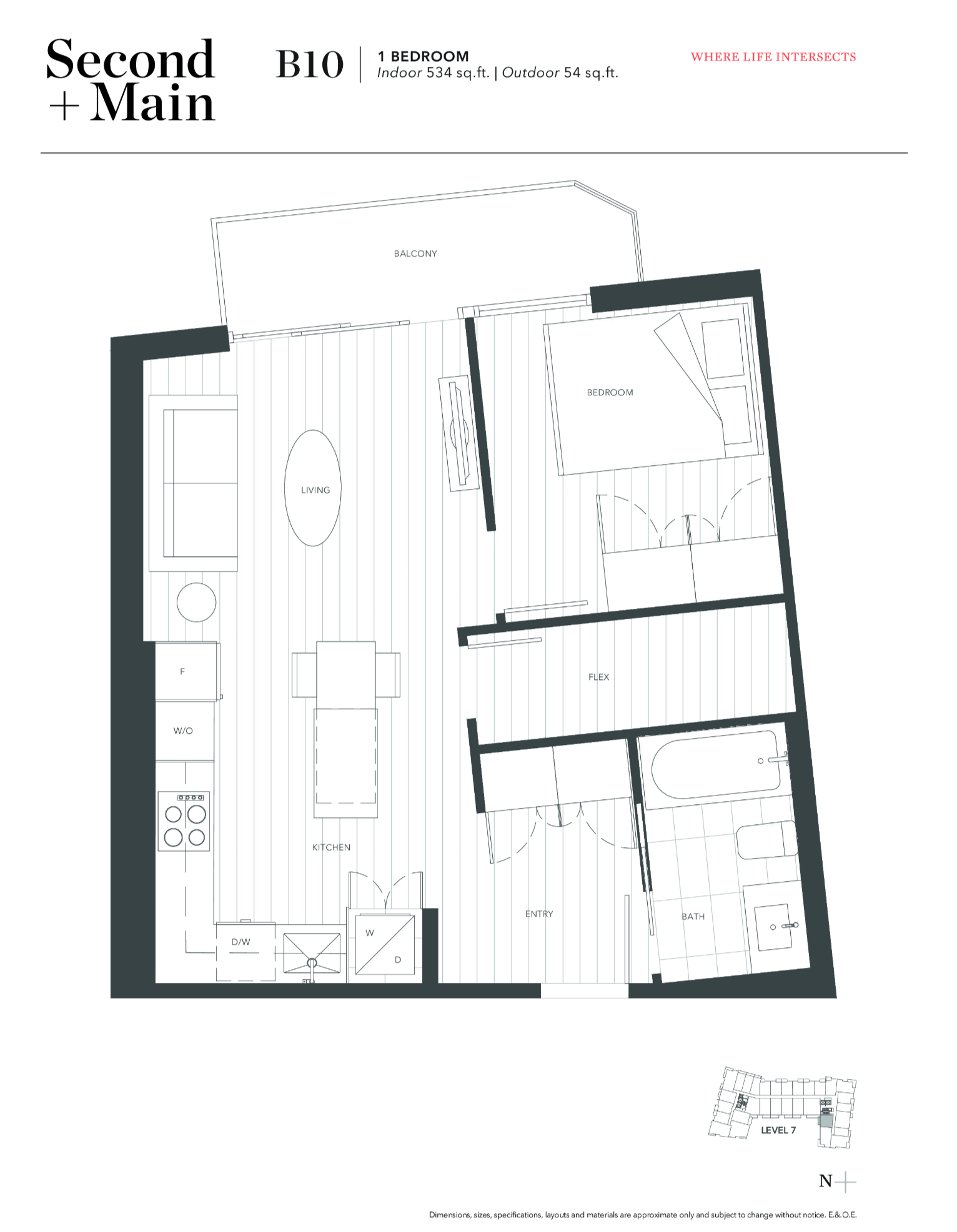 Floor plan for unit 725 180 E2nd Vancouver