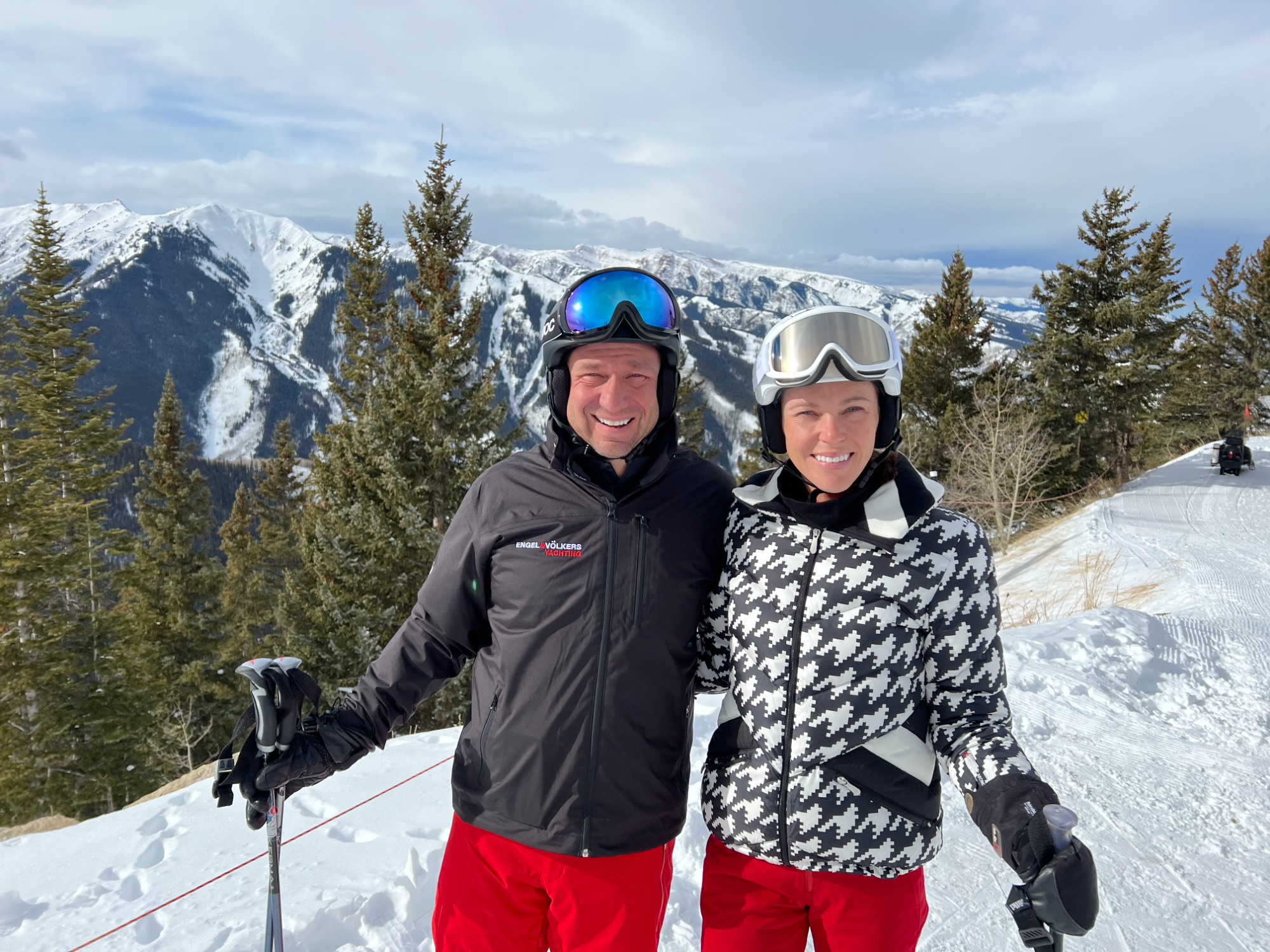 Paul Benson + wife skiing