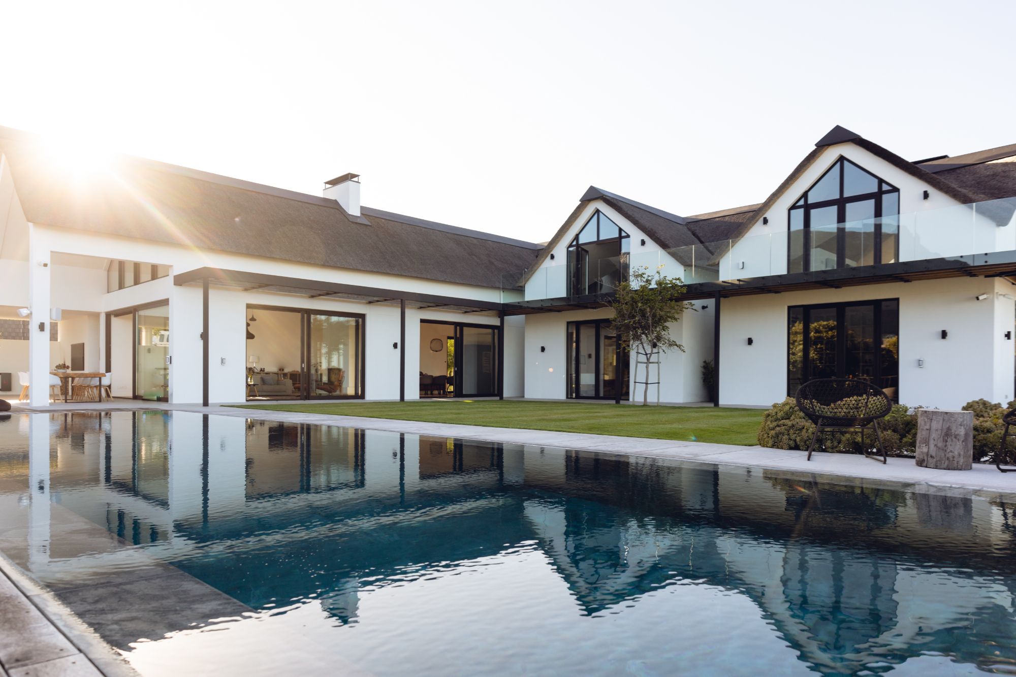 Home with a backyard swimming pool