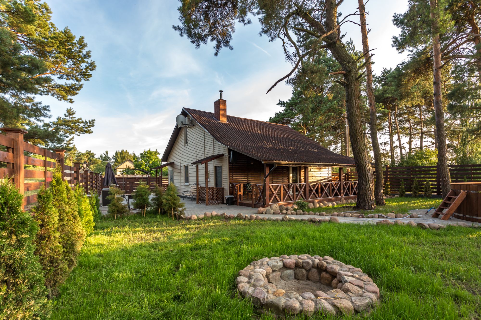 Property surrounded by trees and open land