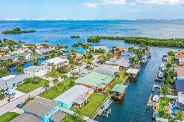 Aerial View of a waterfront neighborhood in Merritt Island, Florida