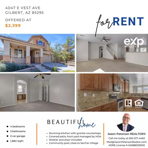 FOR RENT: 4047 E Vest Ave, Gilbert, AZ 85295 (Willows Neighborhood),Jason Peterson