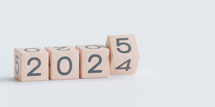 Wooden blocks transitioning from 2024 to 2025, symbolizing new opportunities and growth in the Arizona housing market, highlighting themes of financial freedom, real estate wealth-building, and upcoming trends for the 2025 market discussed in the blog.