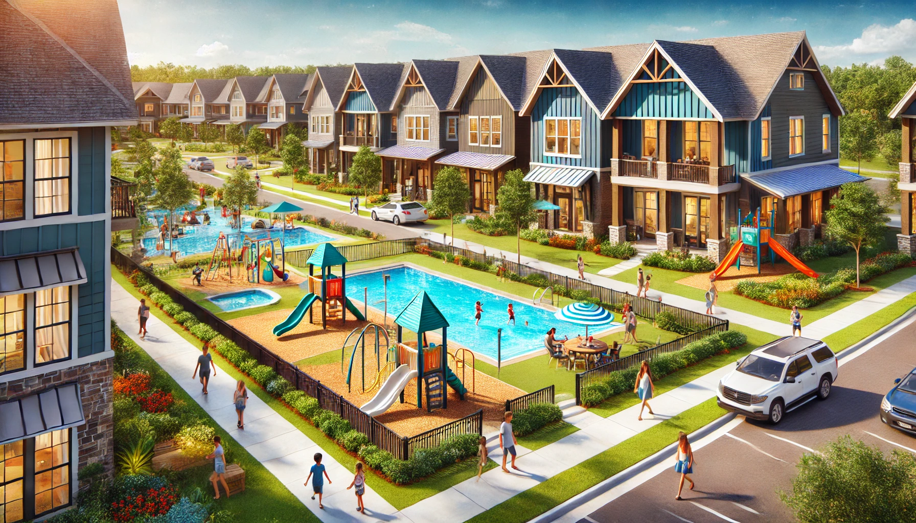 Here's an image showcasing a master-planned community in Wesley Chapel, emphasizing its family-friendly environment and amenities.