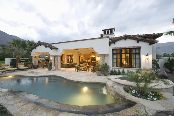 White Adobe House with Pool
