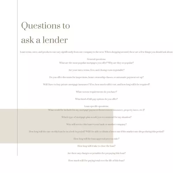 feature image of Questions to Ask Your Lender