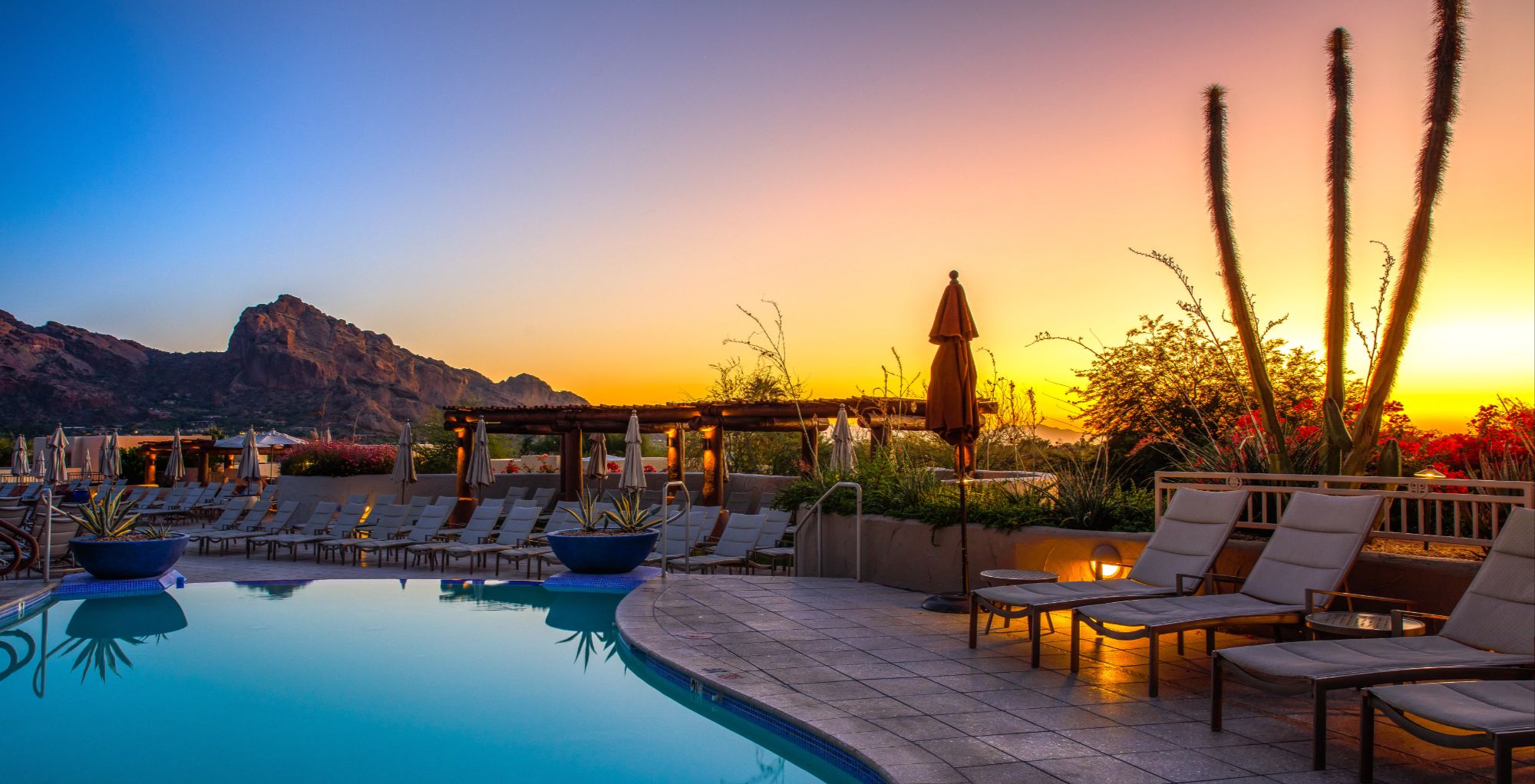 Backyard Sunset by the Pool in Phoenix Arizona