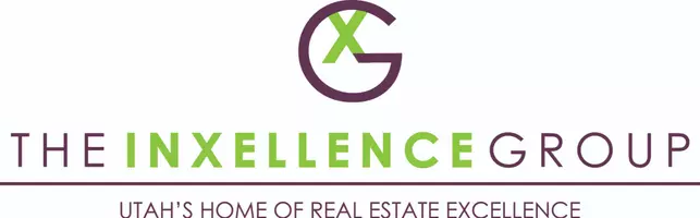 Logo for the Inxellence Group, it contains shades of light green and purple, it has the tag line Utah's Home of Real Estate Excellence